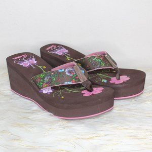 Brown Floral Skechers Heel Slippers (NEW in box)